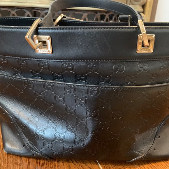 Gucci Leather Guccisima Black Handbag double shoulder strap - Picture 2 of 9
